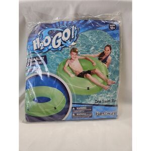 H2O Go! Large Green Color Blast Swim Ring Inflated Size: 41.7 In. X 10.6 In Tube